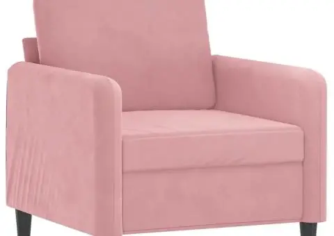 Fotoliu canapea cu taburet, roz, 60 cm, catifea - 4/5