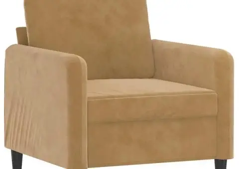 Fotoliu canapea cu taburet, maro, 60 cm, catifea - 4/5