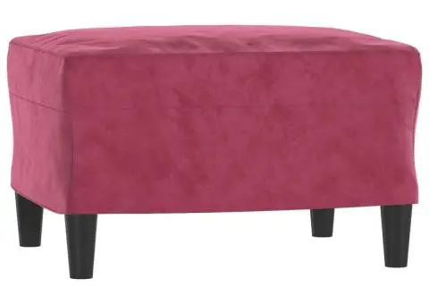 Canapea cu 3 locuri și taburet, roșu vin, 180 cm, catifea - 5/5