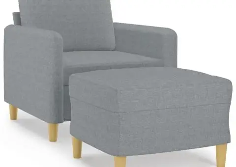 Fotoliu canapea cu taburet, gri deschis, 60 cm, textil - 2/5