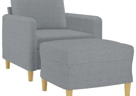 Fotoliu canapea cu taburet, gri deschis, 60 cm, textil - 3/5