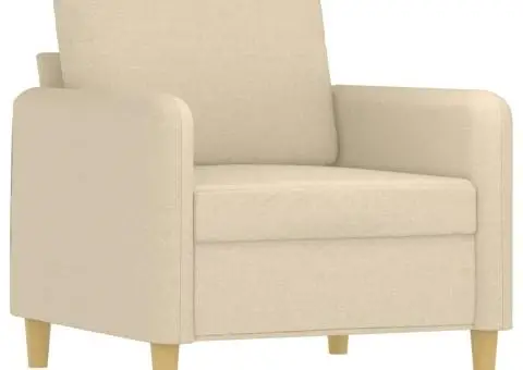 Fotoliu canapea cu taburet, crem, 60 cm, material textil - 4/5