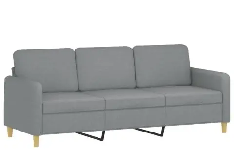 Canapea cu 3 locuri și taburet, gri deschis, 180 cm, textil - 4/5