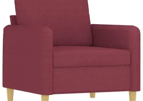 Fotoliu canapea cu taburet, roșu vin, 60 cm, material textil - 4/5