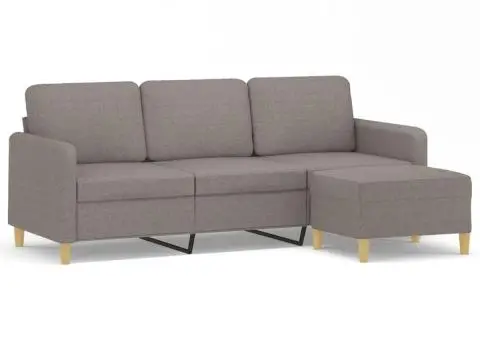 Canapea cu 3 locuri și taburet, taupe, 180 cm, material textil - 2/5