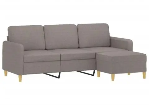 Canapea cu 3 locuri și taburet, taupe, 180 cm, material textil - 3/5
