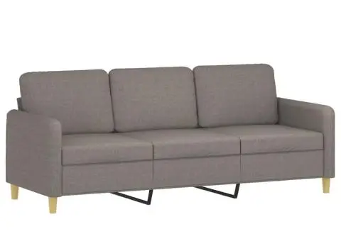 Canapea cu 3 locuri și taburet, taupe, 180 cm, material textil - 4/5