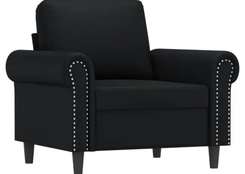 Fotoliu canapea cu taburet, negru, 60 cm, piele ecologică - 4/5