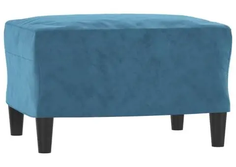 Fotoliu canapea cu taburet, albastru, 60 cm, catifea - 5/5