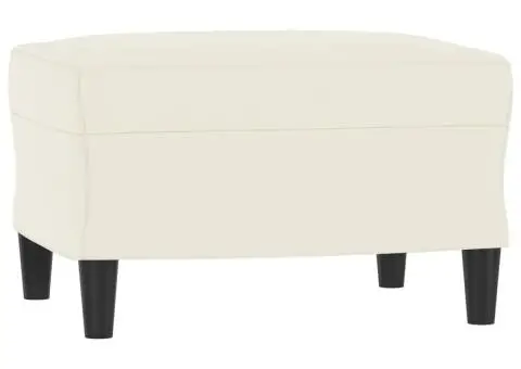 Canapea cu 3 locuri și taburet, crem, 180 cm, catifea - 5/5