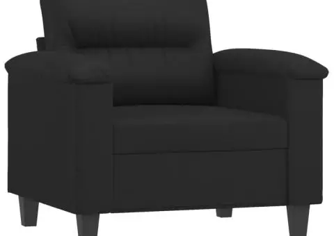 Fotoliu canapea cu taburet, negru, 60 cm, piele ecologică - 4/5