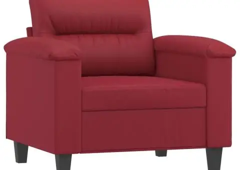 Fotoliu canapea cu taburet, roșu vin, 60 cm, piele ecologică - 4/5