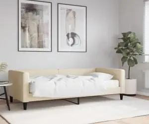 vidaXL Pat de zi cu saltea, crem, 90x200 cm, textil