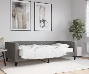 vidaXL Pat de zi cu saltea, gri închis, 100x200 cm, textil