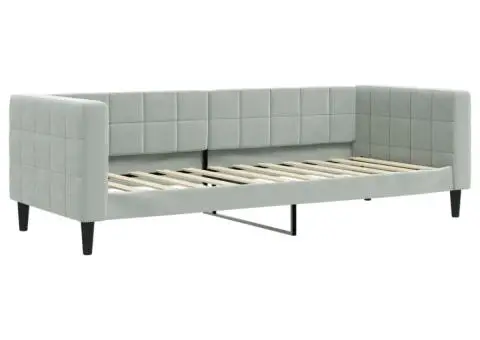 Pat de zi cu saltea, gri deschis, 80x200 cm, catifea - 3/5