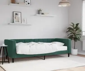 vidaXL Pat de zi cu saltea, verde închis, 80x200 cm, catifea