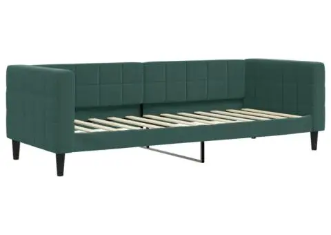 Pat de zi cu saltea, verde închis, 80x200 cm, catifea - 3/5