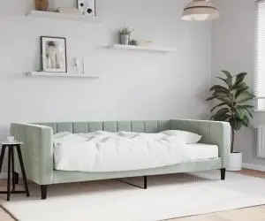 vidaXL Pat de zi cu saltea, gri deschis, 100x200 cm, catifea