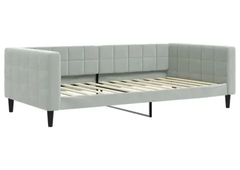 Pat de zi cu saltea, gri deschis, 100x200 cm, catifea - 3/5