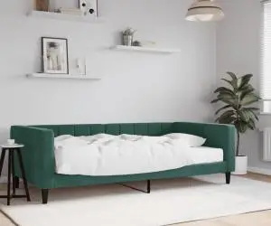 vidaXL Pat de zi cu saltea, verde închis, 100x200 cm, catifea