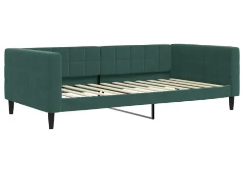 Pat de zi cu saltea, verde închis, 100x200 cm, catifea - 3/5