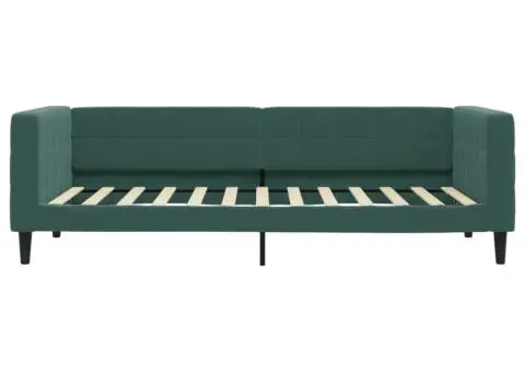 Pat de zi cu saltea, verde închis, 100x200 cm, catifea - 4/5