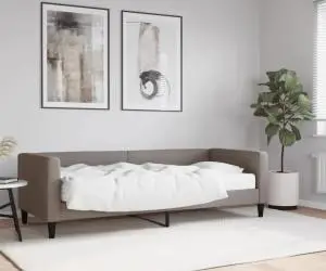 vidaXL Pat de zi cu saltea, gri taupe, 80x200 cm, textil