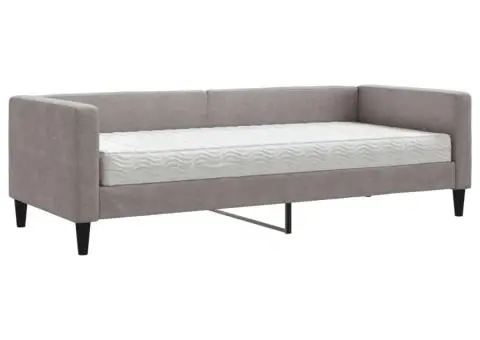 Pat de zi cu saltea, gri taupe, 80x200 cm, textil - 2/5