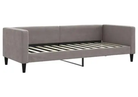 Pat de zi cu saltea, gri taupe, 80x200 cm, textil - 3/5