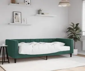 vidaXL Pat de zi cu saltea, verde închis, 90x200 cm, catifea