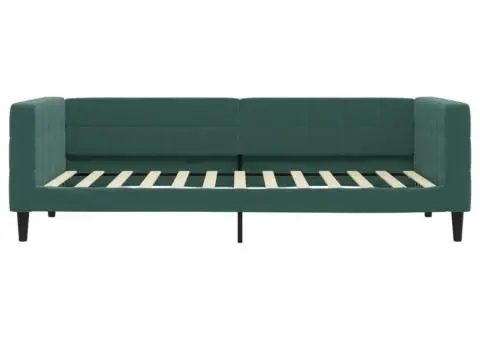 Pat de zi cu saltea, verde închis, 90x200 cm, catifea - 4/5
