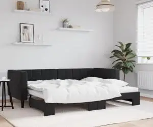 vidaXL Pat de zi cu extensie, negru, 80x200 cm, catifea