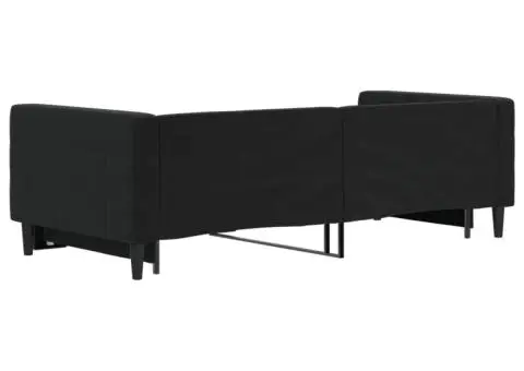 Pat de zi cu extensie, negru, 90x200 cm, catifea - 5/5