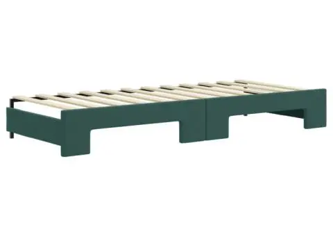 Pat de zi cu extensie și saltele verde închis 80x200 cm catifea - 5/5