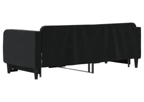 Pat de zi cu extensie, negru, 90x200 cm, catifea - 5/5