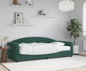 vidaXL Pat de zi cu saltea, verde închis, 90x200 cm, catifea