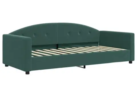 Pat de zi cu saltea, verde închis, 90x200 cm, catifea - 3/5