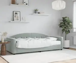 vidaXL Pat de zi cu saltea, gri deschis, 80x200 cm, catifea