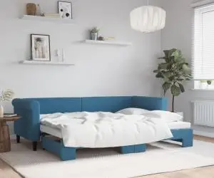 vidaXL Pat de zi cu extensie, albastru, 80x200 cm, catifea