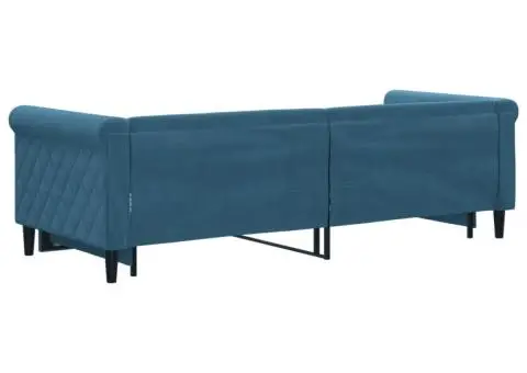 Pat de zi cu extensie, albastru, 80x200 cm, catifea - 5/5