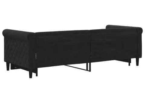 Pat de zi cu extensie, negru, 80x200 cm, catifea - 5/5