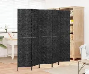 vidaXL Paravan de cameră cu 5 panouri negru 205x180 cm zambilă de apă