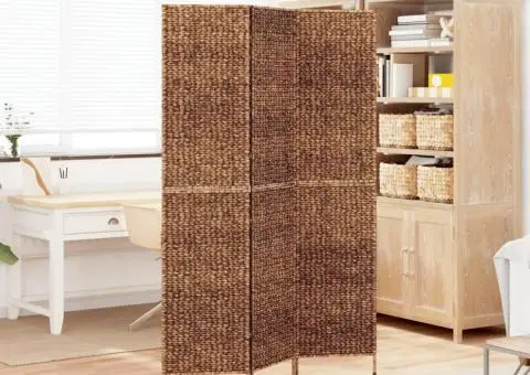 Paravan de cameră cu 3 panouri maro, 122x180 cm, zambilă de apă - 1/5