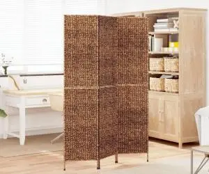 vidaXL Paravan de cameră cu 3 panouri maro, 122x180 cm, zambilă de apă