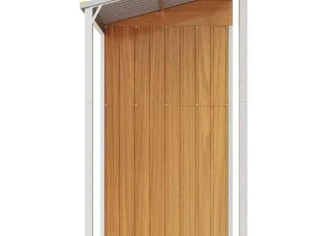 Șopron grădină, acoperiș extins, maro, 277x107x181 cm, oțel - 5/5