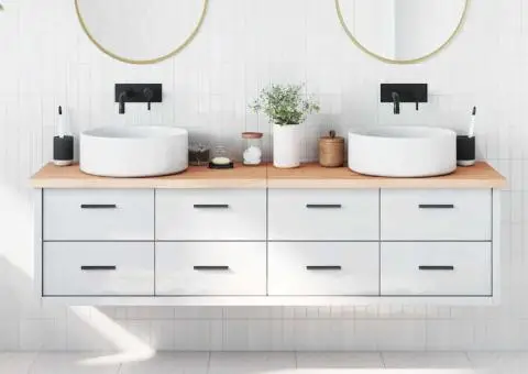 Blat de baie, 180x60x(2-4) cm, lemn masiv netratat - 1/5