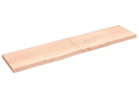 Blat de baie, 220x50x(2-6) cm, lemn masiv netratat - 2/5