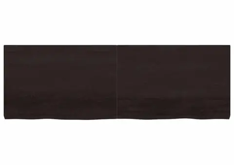 Blat de baie, maro închis, 180x60x(2-6) cm, lemn masiv tratat - 4/5