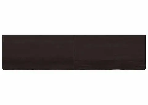 Blat de baie, maro închis, 200x50x(2-6) cm, lemn masiv tratat - 3/5