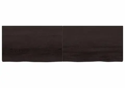 Blat de baie, maro închis, 200x60x(2-6) cm, lemn masiv tratat - 3/5